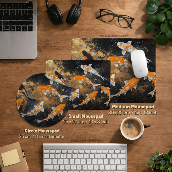 Black Gold Koi Desk Mat Mousepad - Desk Mat - Deskneko - Desk Mats & Mousepads