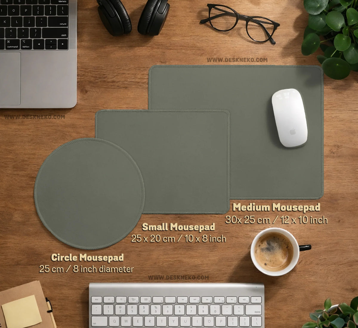 Eucalyptus Sage Desk Mat, Minimalist Extended Mousepad, Waterproof - Deskneko
