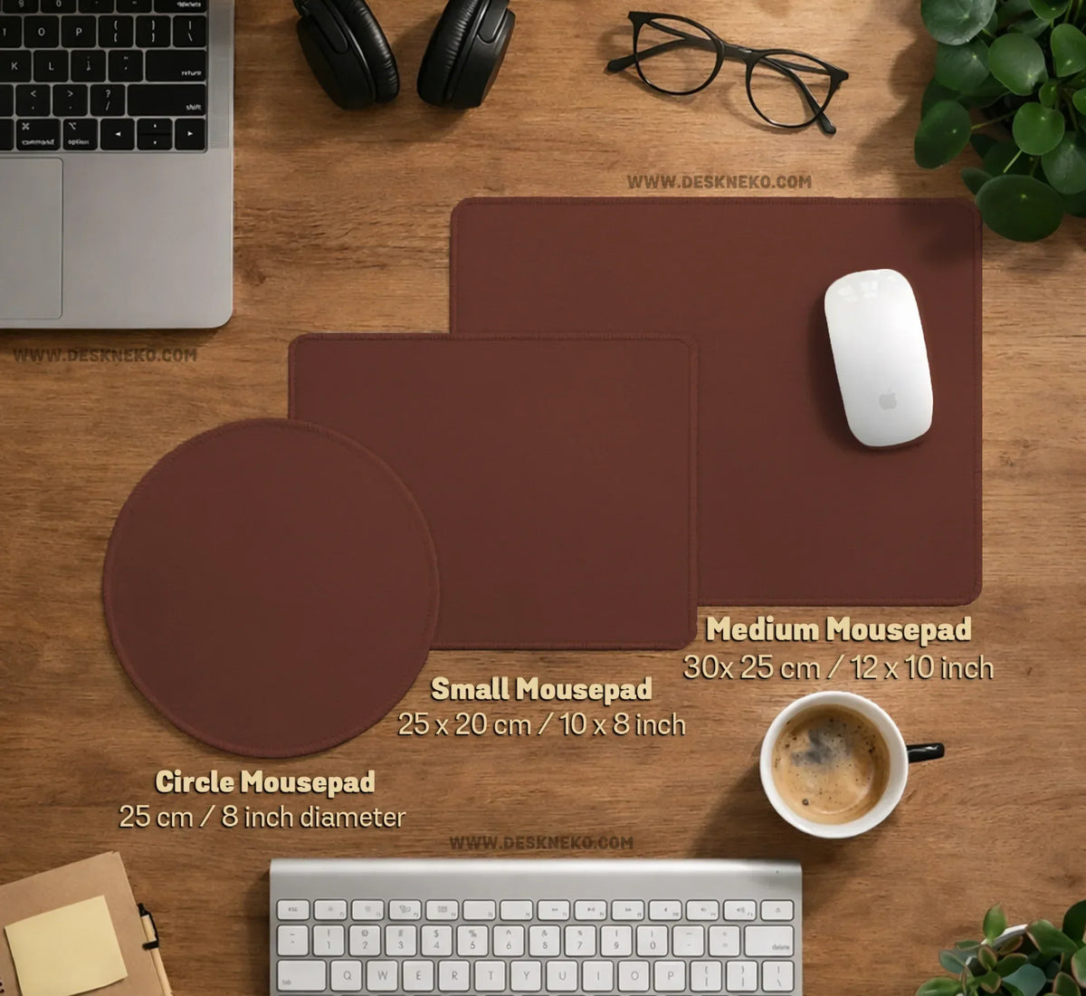 Ergonomic Mahogany Mousepad with Wrist Rest for Office and Gaming - Deskneko