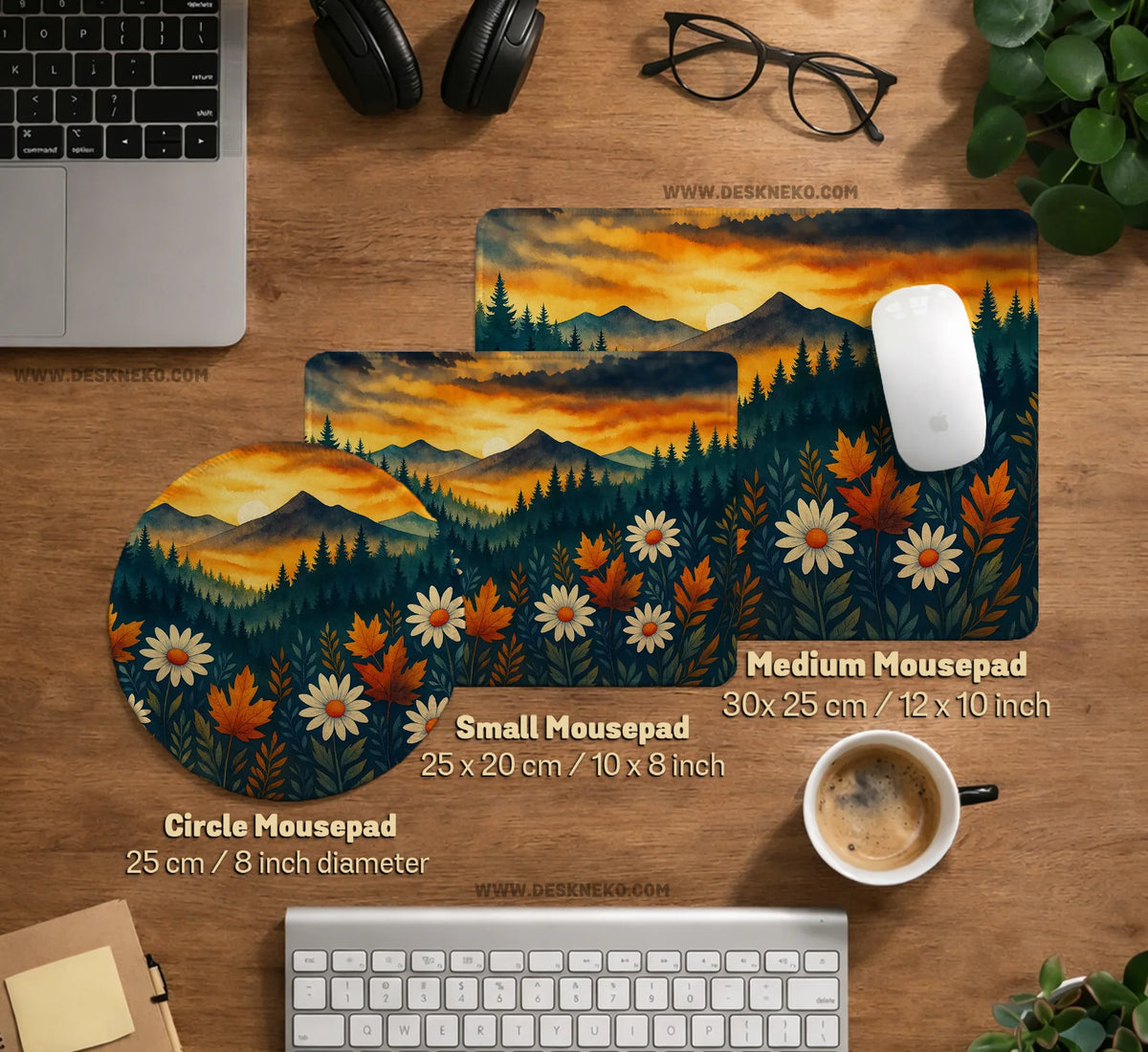 Sunset Forest Mountain Desk Mat - Deskneko