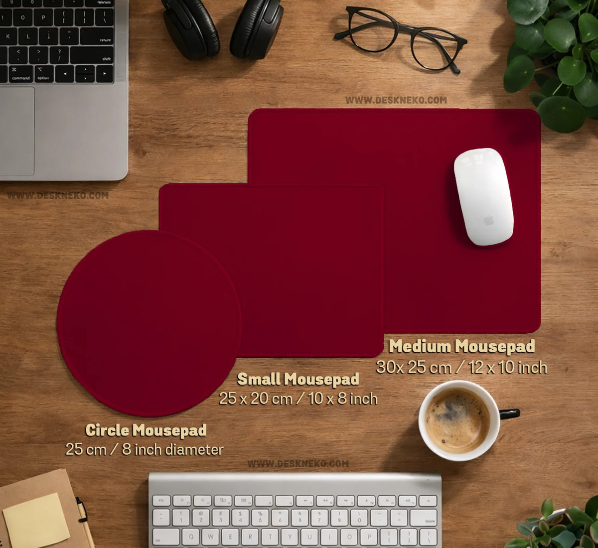 Burgundy Desk Mat for Gaming and Office Desks | Premium Mousepad - Deskneko
