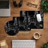 Black White Tokyo Night Desk Mat, Cyberpunk Japanese Street Mousepad - Deskneko