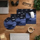 Navy Blue Mousepad With Cat Shaped Hills - Deskneko