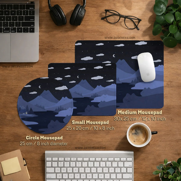 Navy Blue Mousepad With Cat Shaped Hills - Deskneko