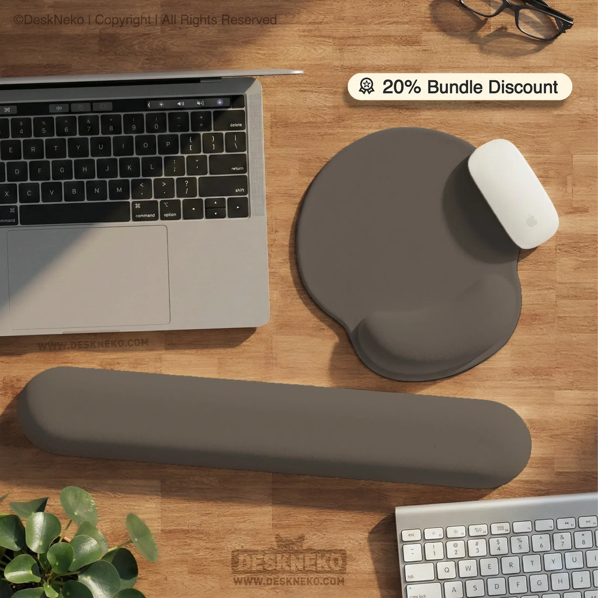 Cocoa Ergonomic Mousepad / Keyboard Wrist Rest - Deskneko