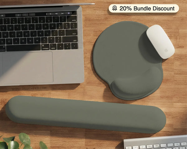 Eucalyptus Ergonomic Mousepad, Sage Green Wrist Rest Desk Setup - Deskneko