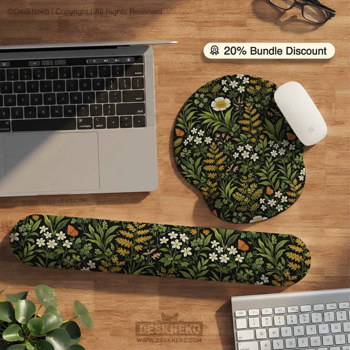 Dark Botanical Desk Mat - Desk Mat - Deskneko - Desk Mats & Mousepads