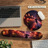 Lofi Anime Desk Mat XXL Extended Japanese Rainy Street - Deskneko