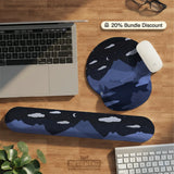 Navy Blue Mousepad Wrist Rest With Cat Shaped Hills - Deskneko