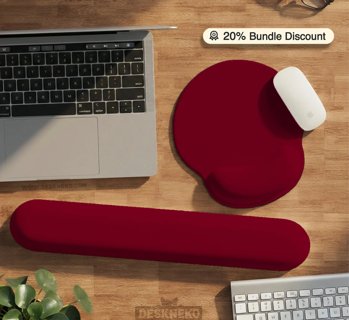 Burgundy Desk Mat for Gaming and Office Desks | Premium Mousepad - Deskneko