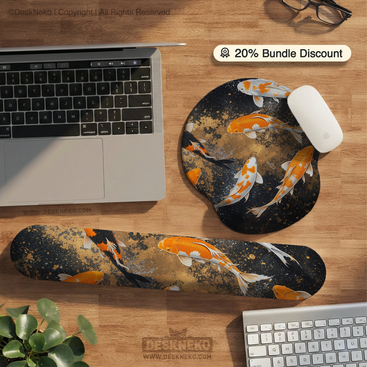 Gold Koi Fish Mousepad Wrist Rest - Ergonomic Mousepads & Wrist Rests - Deskneko - Mousepads & Wrist Rests