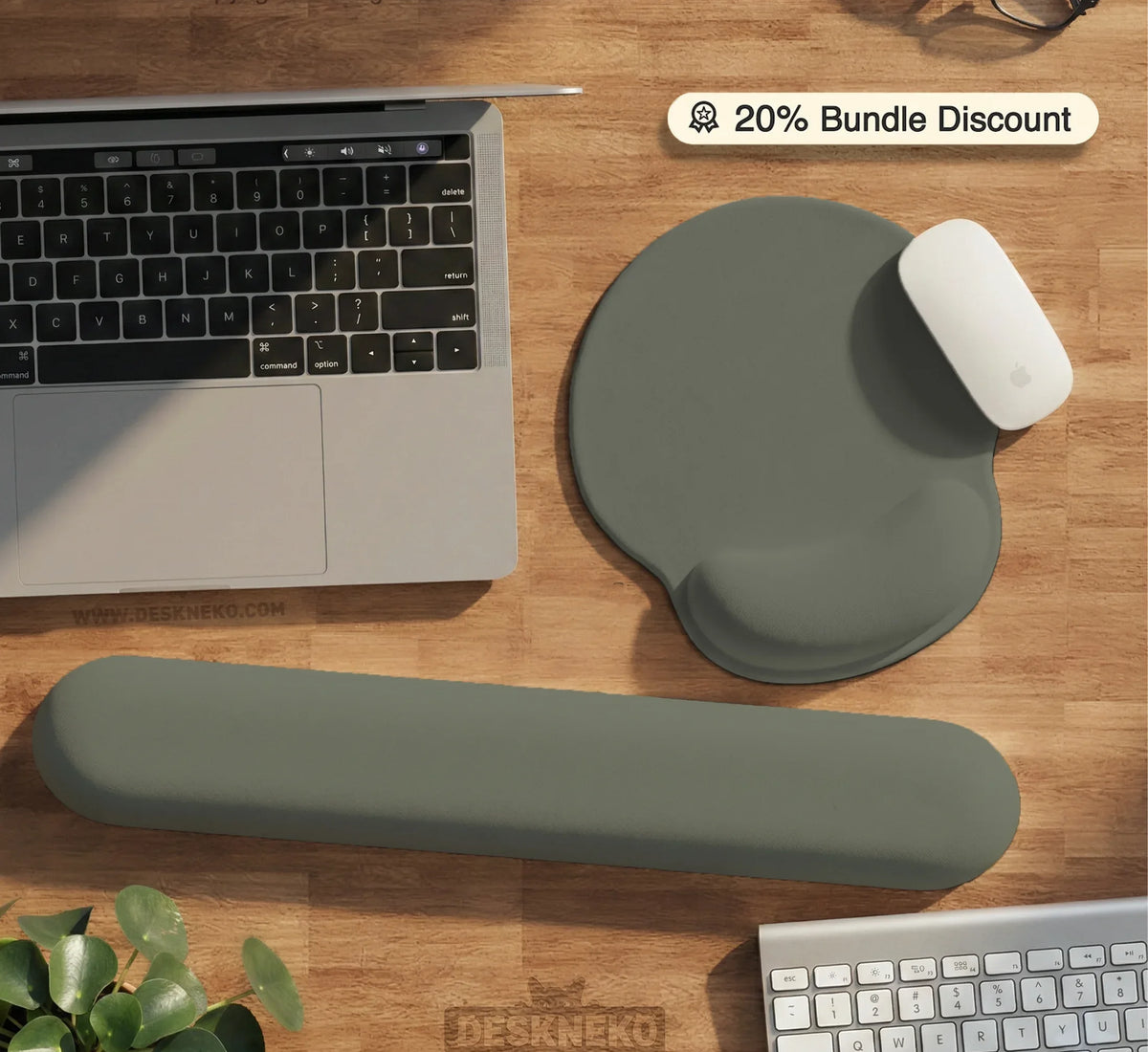 Eucalyptus Sage Desk Mat, Minimalist Extended Mousepad, Waterproof - Deskneko