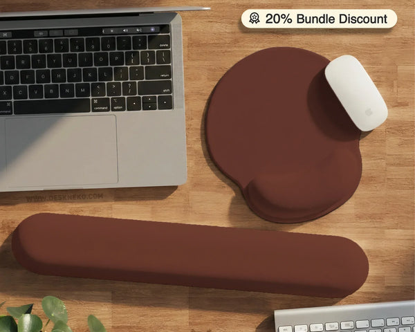 Ergonomic Mahogany Mousepad with Wrist Rest for Office and Gaming - Deskneko