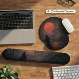 Samurai Red Moon Ergonomic Mousepad & Keyboard Wrist Rest - Deskneko