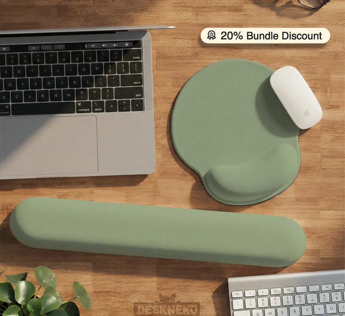 Sage Green Ergonomic Mousepad with Wrist Support for Desk - Deskneko