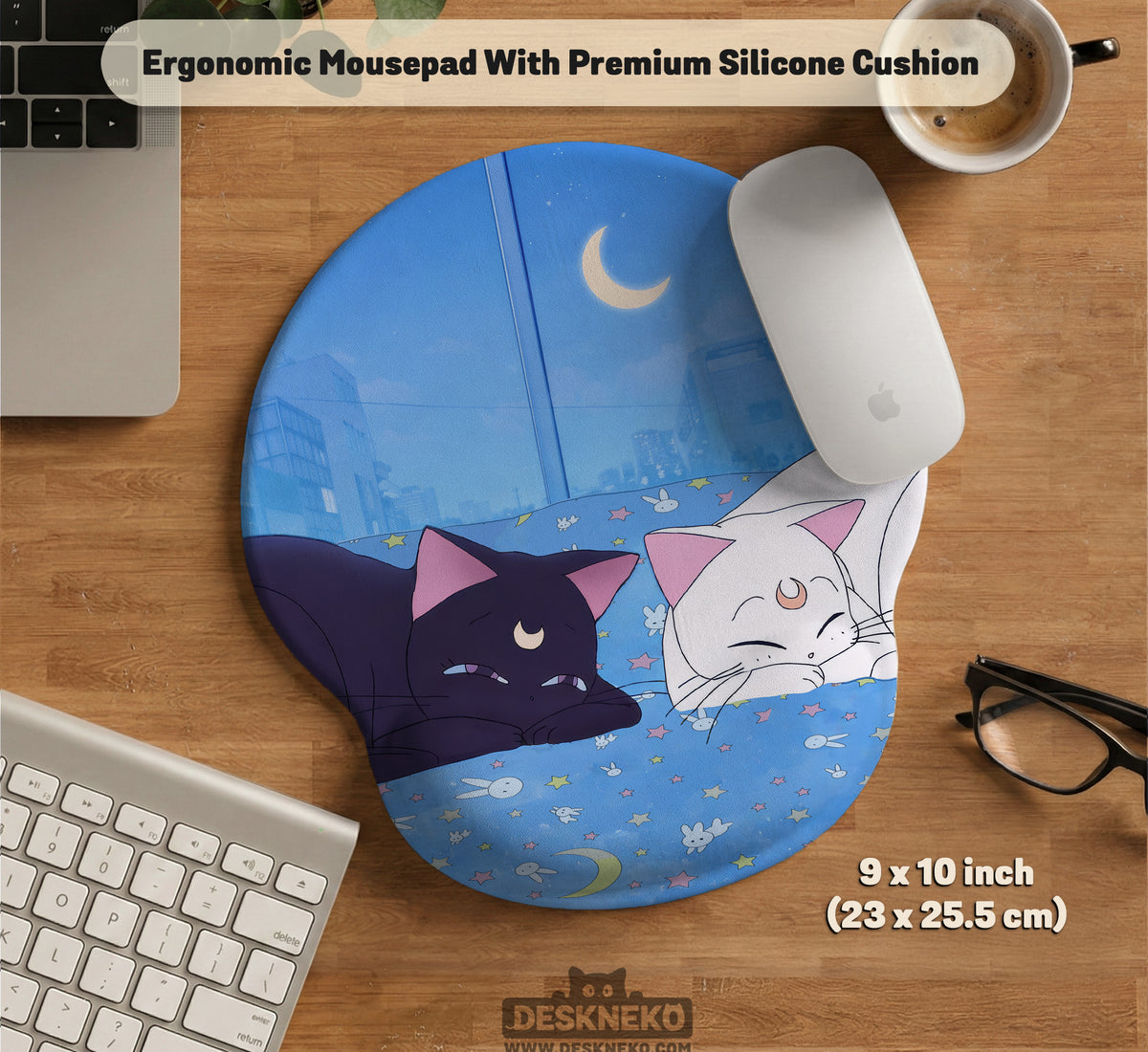 Blue Anime Aesthetic Desk Mat Mousepad - Desk Mat - Deskneko - Desk Mats & Mousepads