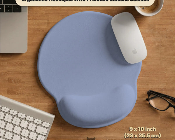 Soft Blue Ergonomic Mousepad with Wrist Rest for Desk Setup - Deskneko