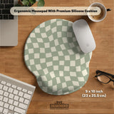 Sage Checkered Ergonomic Wrist Rest - Ergonomic Mousepads & Wrist Rests - Deskneko - Mousepads & Wrist Rests