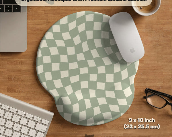 Sage Checkered Ergonomic Wrist Rest - Ergonomic Mousepads & Wrist Rests - Deskneko - Mousepads & Wrist Rests