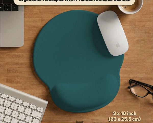 Ergonomic Teal Mousepad with Wrist Rest for Office and Gaming - Deskneko