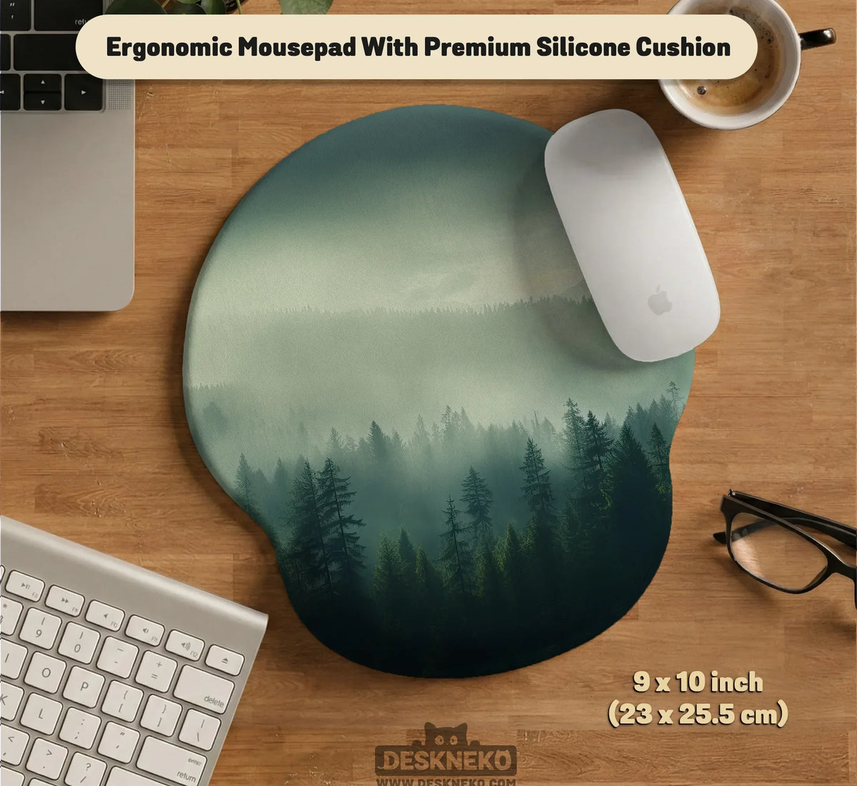 Forest Green Ergonomic Mousepad & Wrist Rest - Deskneko
