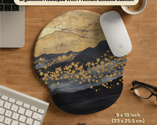 Gold Ergonomic Mousepad with Wrist Rest - Deskneko