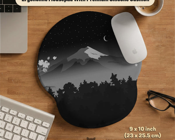 Black Mount Fuji Ergonomic Mousepad - Ergonomic Mousepads & Wrist Rests - Deskneko - Mousepads & Wrist Rests