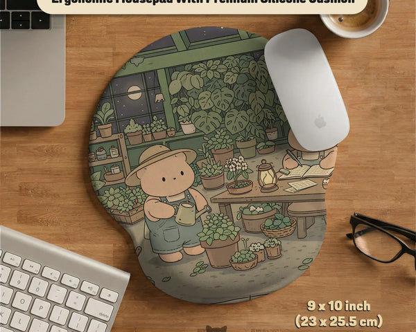 Kawaii Bear Ergonomic Mousepad and Keyboard Wrist Rest Desk Support - Deskneko