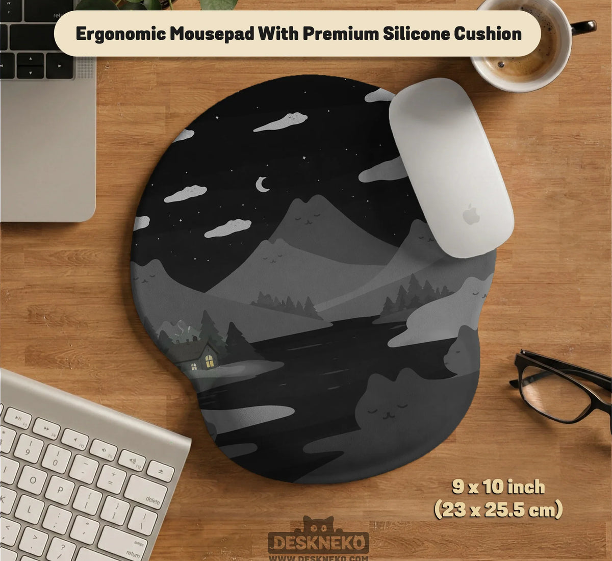 Midnight Cat Mountains Mousepad - Deskneko