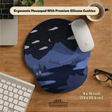 Navy Blue Mousepad Wrist Rest With Cat Shaped Hills - Deskneko