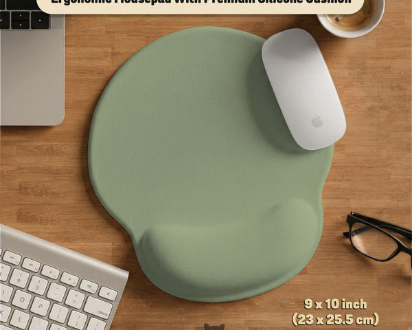 Sage Green Ergonomic Mousepad with Wrist Support for Desk - Deskneko