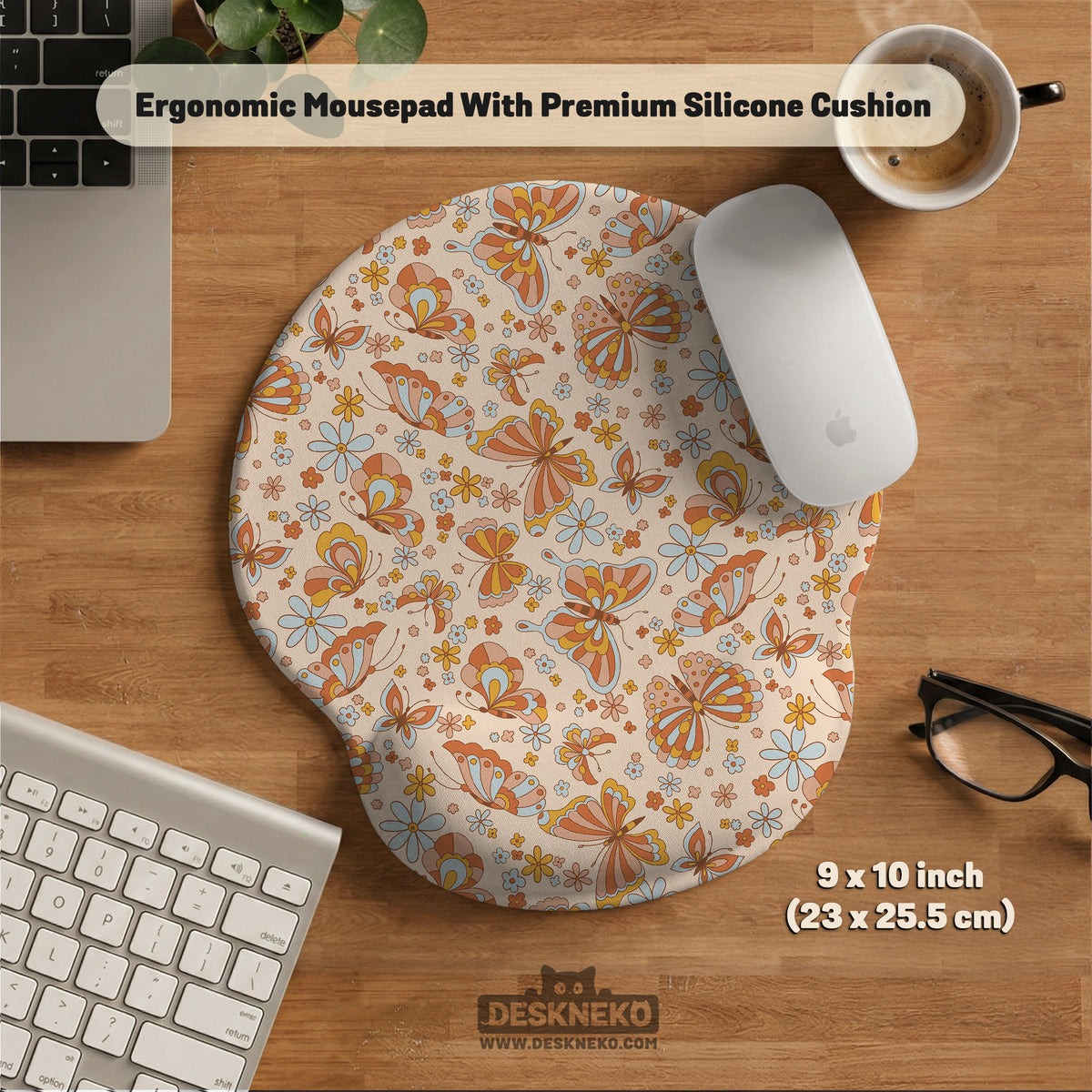 Retro Butterfly Mousepad Wrist Rest - Ergonomic Mousepads & Wrist Rests - Deskneko - Mousepads & Wrist Rests