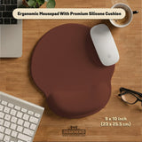 Ergonomic Mahogany Mousepad with Wrist Rest for Office and Gaming - Deskneko