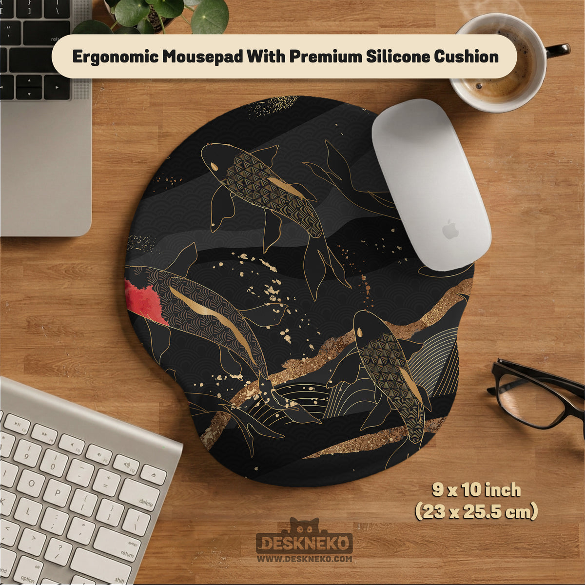 Koi Fish Art Ergonomic Mousepad & Wrist Rest - Ergonomic Mousepads & Wrist Rests - Deskneko - Mousepads & Wrist Rests