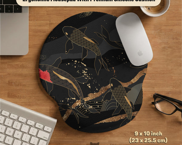 Koi Fish Art Ergonomic Mousepad & Wrist Rest - Ergonomic Mousepads & Wrist Rests - Deskneko - Mousepads & Wrist Rests
