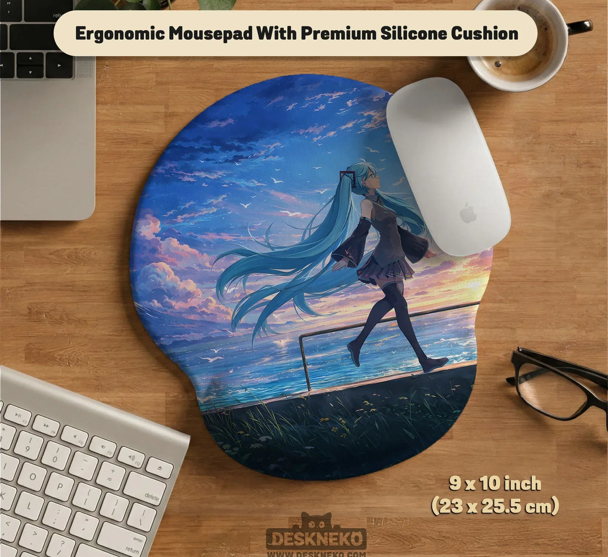 Anime Girl Landscape gaming desk mat mousepad - Deskneko