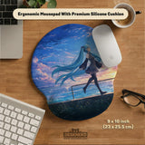 Anime Girl Landscape gaming desk mat mousepad - Deskneko