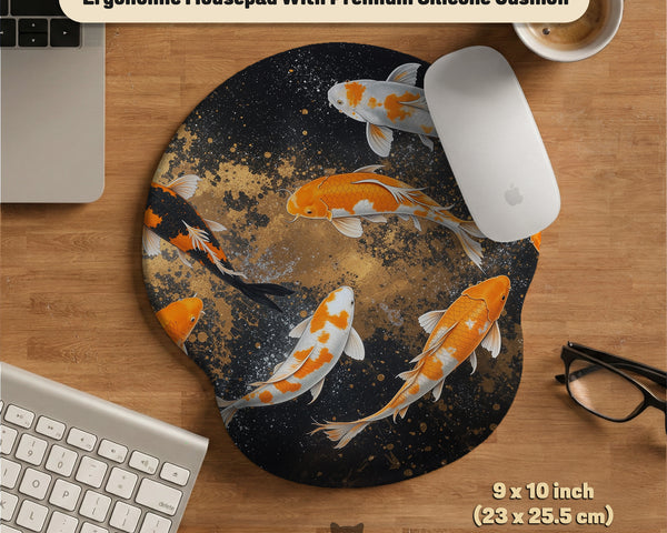 Gold Koi Fish Mousepad Wrist Rest - Ergonomic Mousepads & Wrist Rests - Deskneko - Mousepads & Wrist Rests