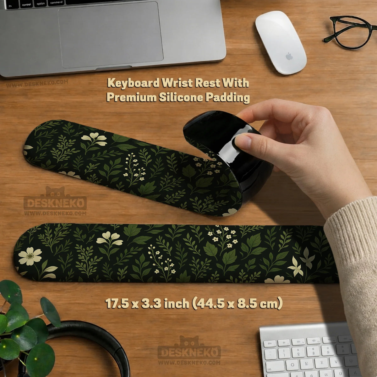 Botanical Ergonomic Mousepad with Wrist Rest for Cozy Desk Setup - Deskneko