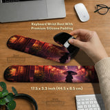 Lofi Anime Desk Mat XXL Extended Japanese Rainy Street - Deskneko