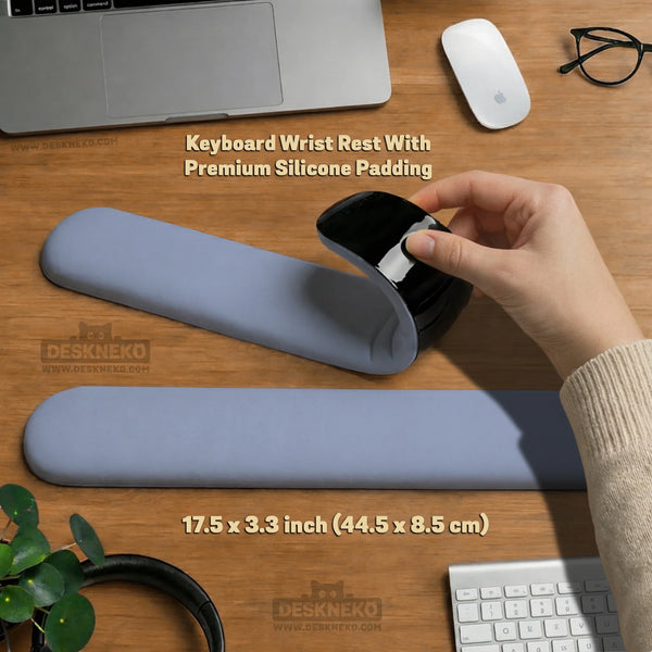 Soft Blue Ergonomic Mousepad with Wrist Rest for Desk Setup - Deskneko