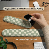 Sage Checkered Ergonomic Wrist Rest - Ergonomic Mousepads & Wrist Rests - Deskneko - Mousepads & Wrist Rests