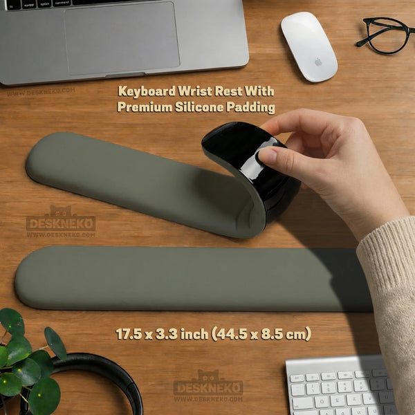 Eucalyptus Ergonomic Mousepad, Sage Green Wrist Rest Desk Setup - Deskneko