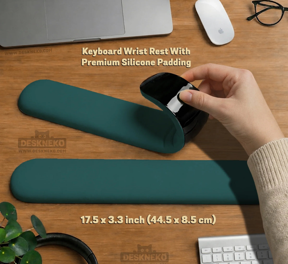 Ergonomic Teal Mousepad with Wrist Rest for Office and Gaming - Deskneko