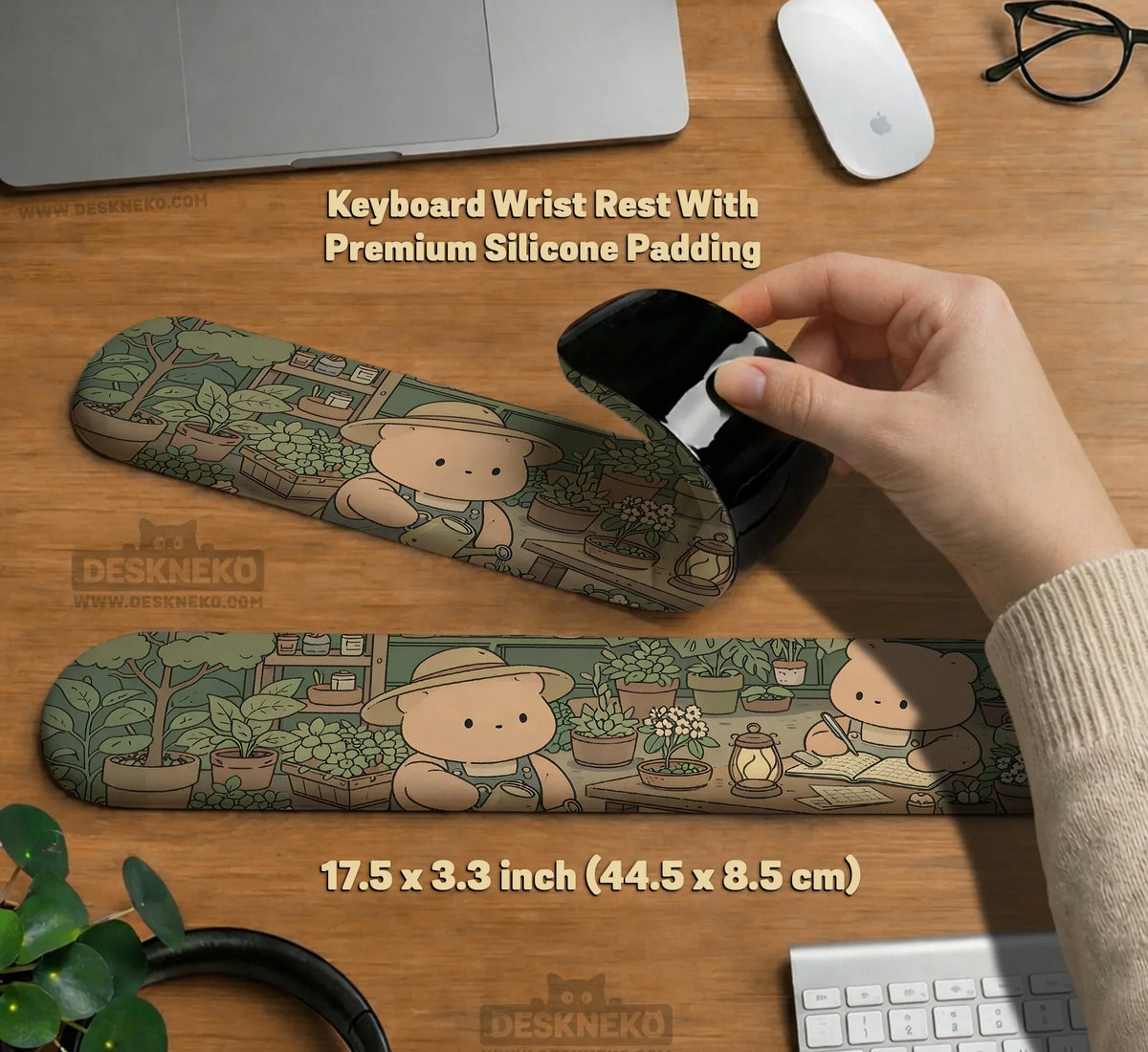 Kawaii Bear Ergonomic Mousepad and Keyboard Wrist Rest Desk Support - Deskneko