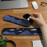 Navy Blue Mousepad Wrist Rest With Cat Shaped Hills - Deskneko