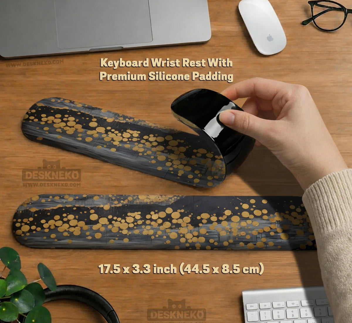 Gold Ergonomic Mousepad with Wrist Rest - Deskneko