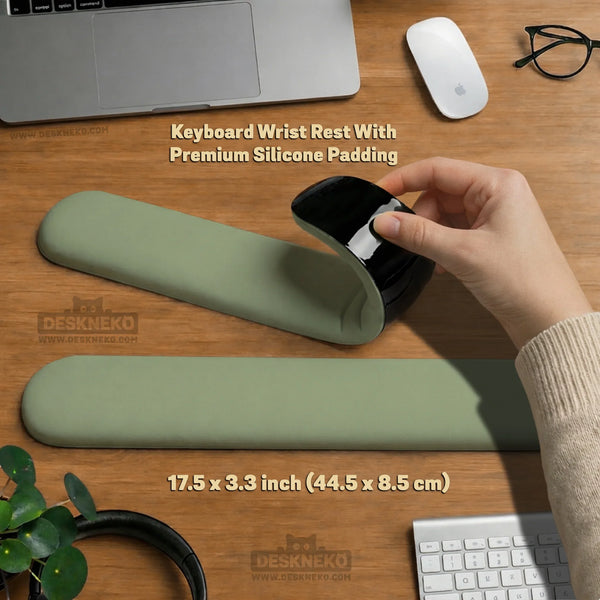 Sage Green Ergonomic Mousepad with Wrist Support for Desk - Deskneko