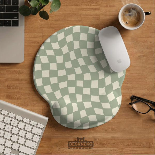 Sage Checkered Ergonomic Wrist Rest - Ergonomic Mousepads & Wrist Rests - Deskneko - Mousepads & Wrist Rests