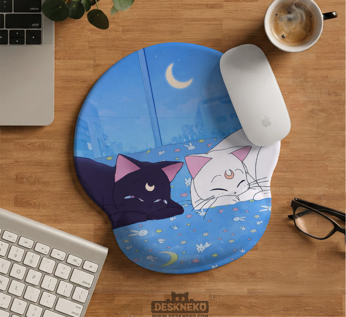 Blue Anime Aesthetic Desk Mat Mousepad - Desk Mat - Deskneko - Desk Mats & Mousepads